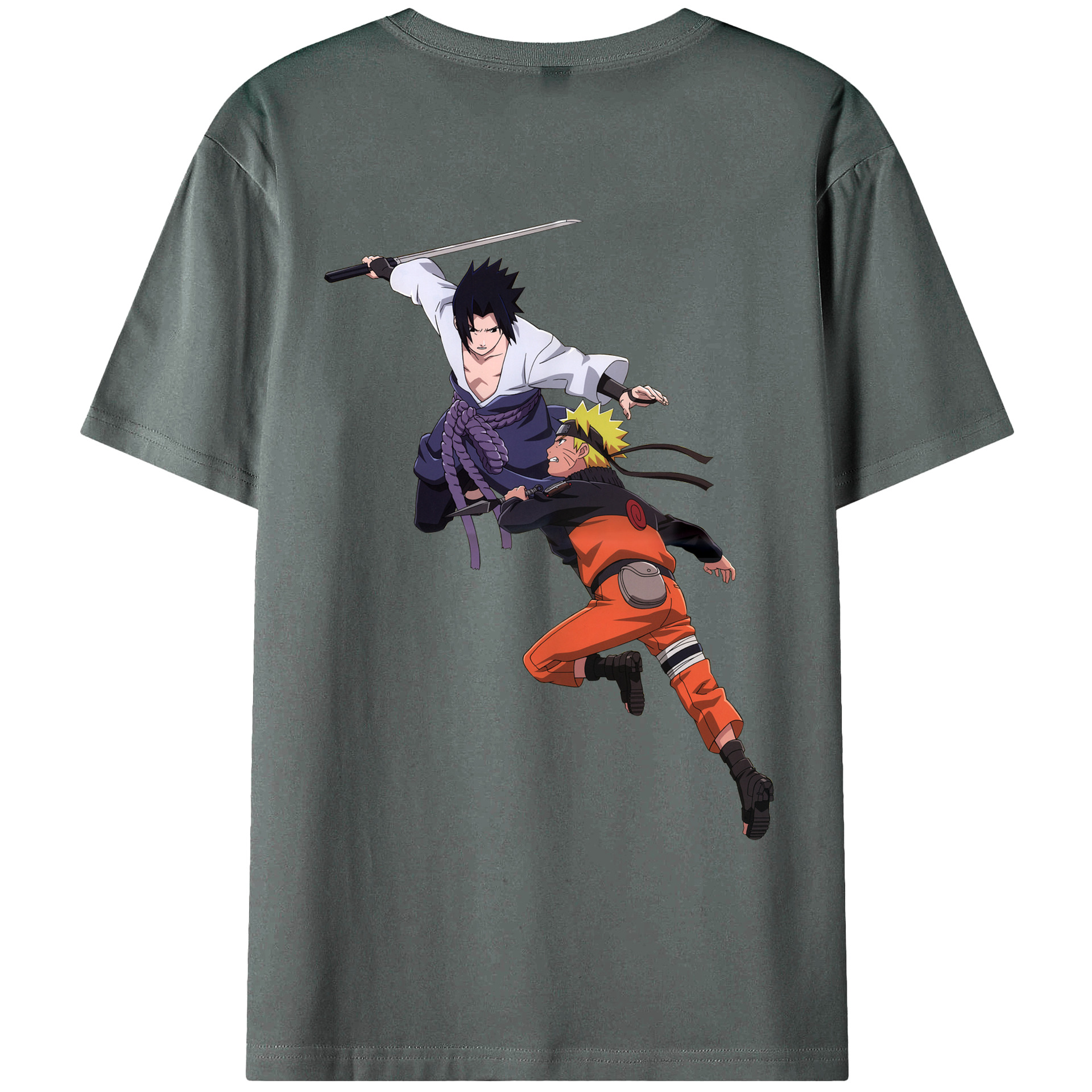 （画像用） NARUTO -ナルト- うちは サスケ Uchiha Sasuke 綿100％ メンズ半袖Tシャツ（バックプリント） 通気性